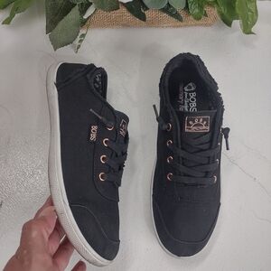 Black BOBS Sneakers with Rose Gold Accents